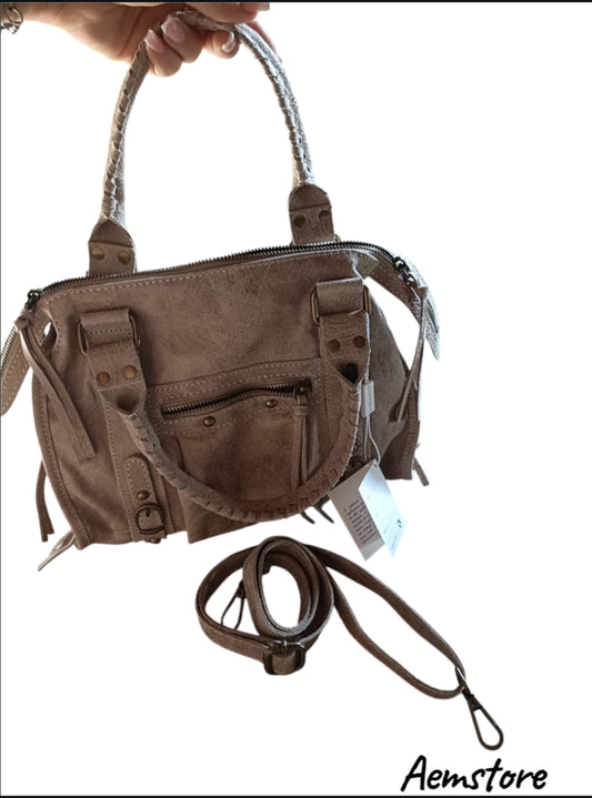 Borsa di vera pelle colore cipria