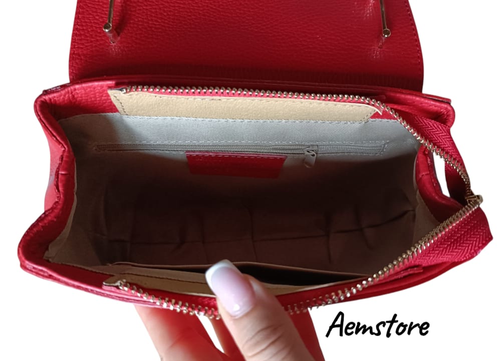 Borsa di vera pelle colore rosso