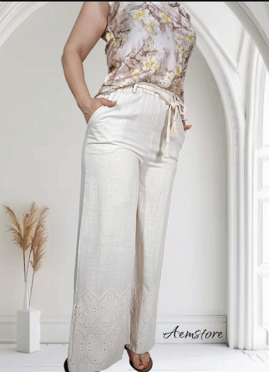 Pantalone lungo beige