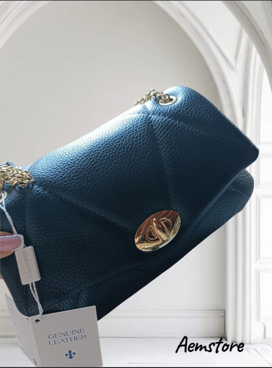 Borsa di vera pelle nera