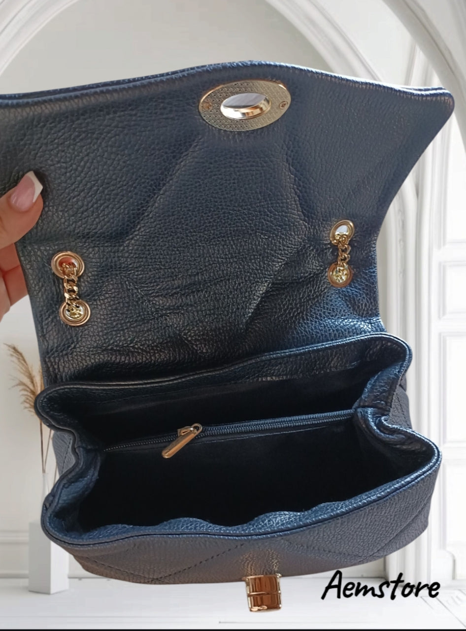 Borsa di vera pelle nera