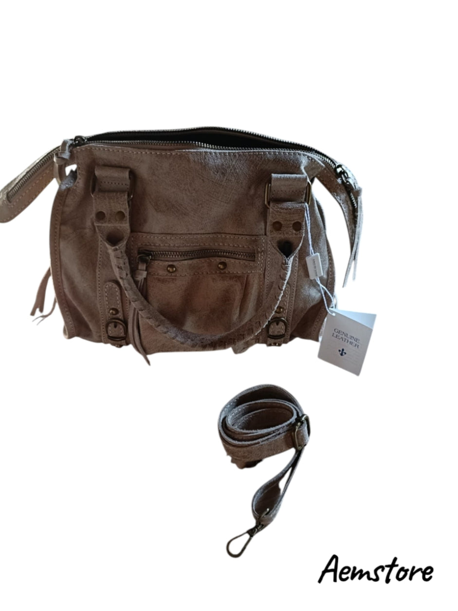 Borsa di vera pelle colore cipria
