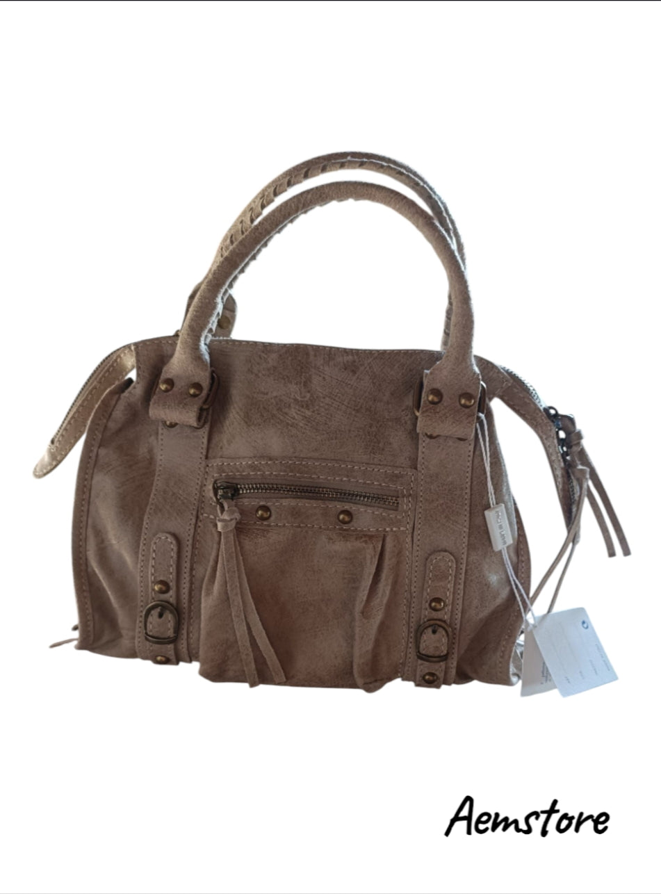 Borsa di vera pelle colore cipria