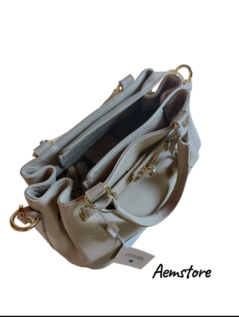 Borsa in pelle vera colore panna