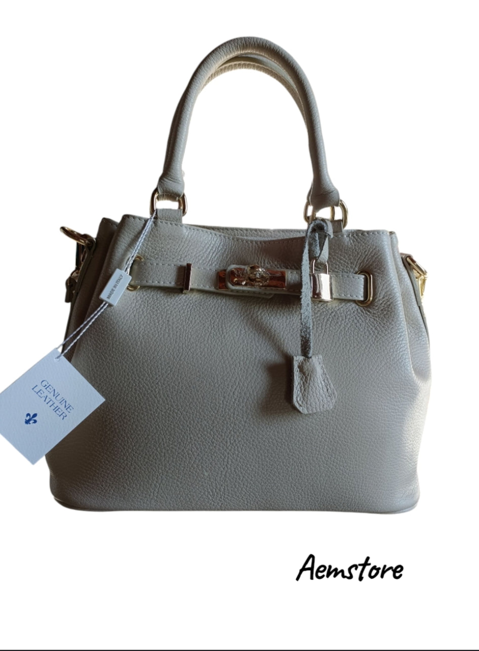 Borsa in pelle vera colore panna